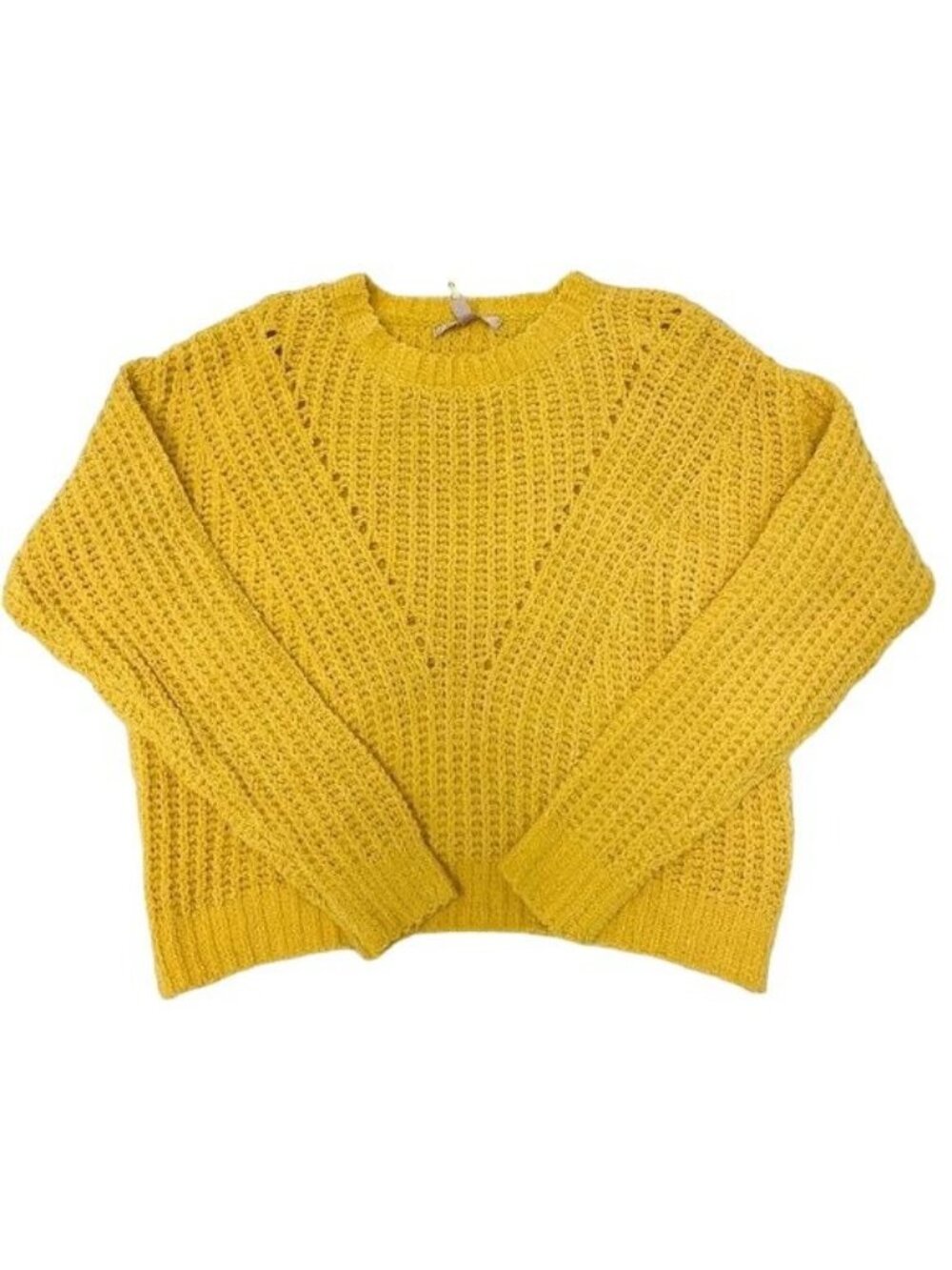 Love Tree Chenille Yellow Gold V-Knit Sweater Soft Cozy & Stylish
